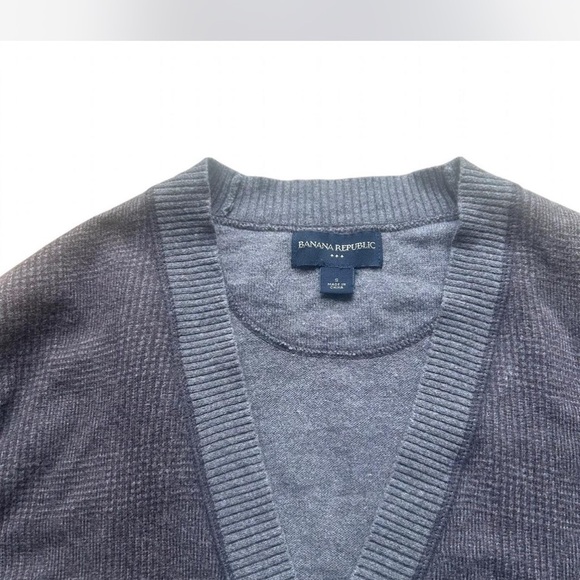 Wool/Cotton Grey |Banana Republicl V-neck Button Down Cardigan Men's Small - Picture 2 of 8